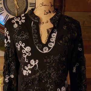 Once Again Elegant White/Silver/Black Top